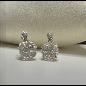 18k White Gold & Sterling Silver-1.00 ctw Diamonique dancing earrings. (.5”H)